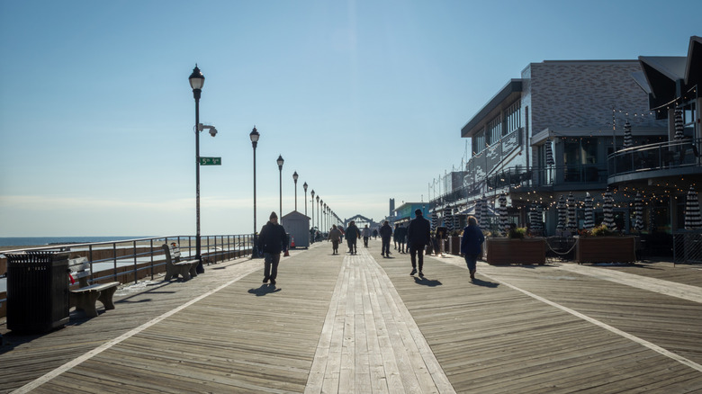 The boardwalk on a sunny day in Asbury Park, NJ