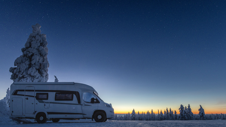 RV on a starry winter night