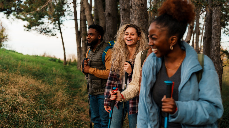 Friends hiking outdoors