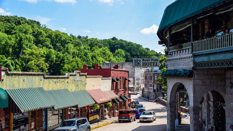 Basin Park Hotel sits in the middle of downtown Eureka Springs, Arkansas