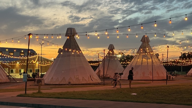 The tipis at Jellystone Park in Burleson, Texas