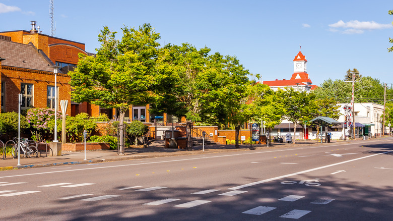 A downtown street in Corvallis, Oregon