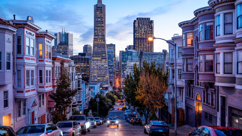 San Francisco illuminated in the evening