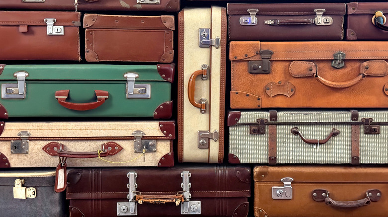 Pile of vintage suitcases