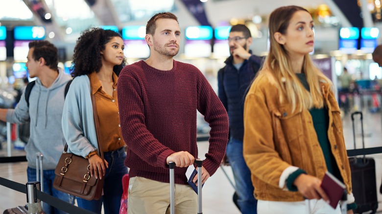 People in line at the airport