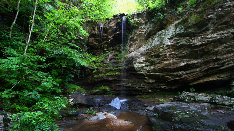 Waterfall flows through the wilderness of the Talladega National Forest in Alabama