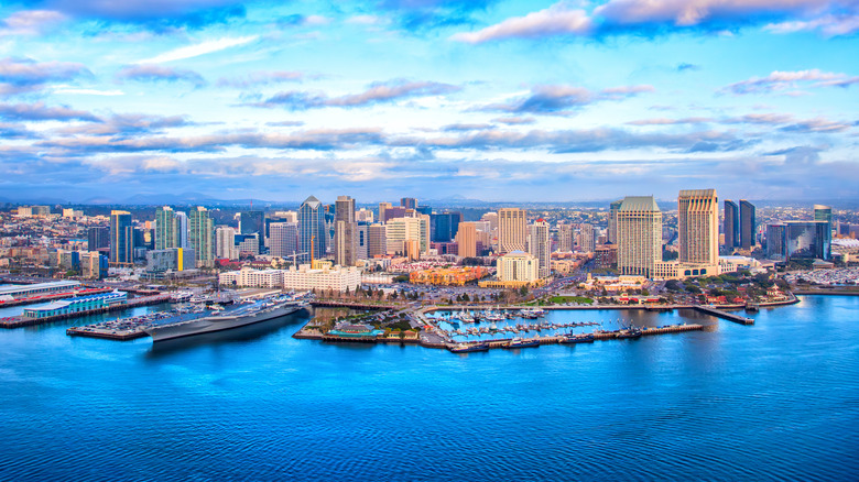 City view of downtown San Diego, California from the ocean