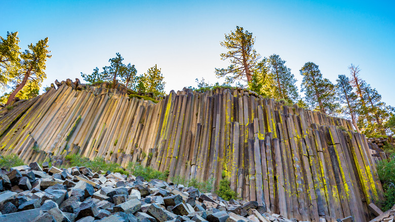 Unusual geological formation -- the basalt columns at Devils Postpile National Monument, California