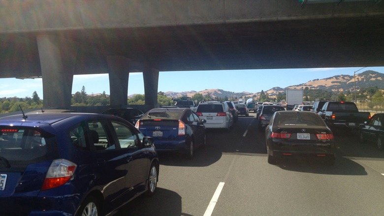 Traffic congestion in the Marin Sonoma Narrows in California