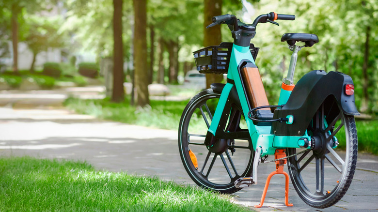 An e-bike in a public park