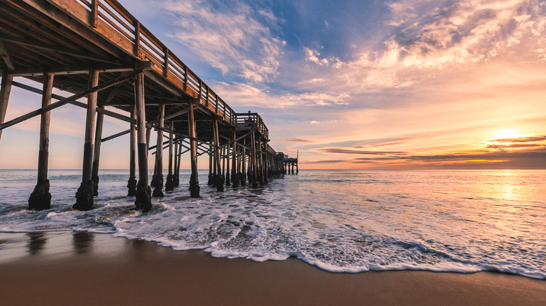Pier on California's Newport Beach at sunset