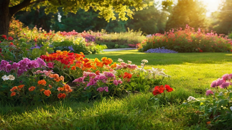 Colorful flowers in a botanical garden