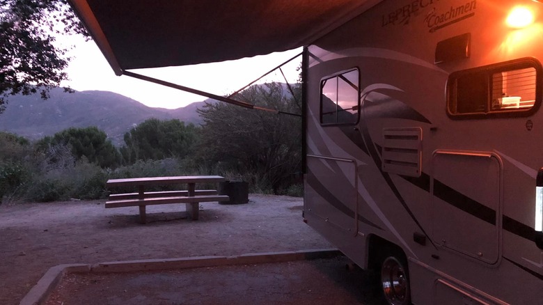 RV parked at the New Mesa Campground at Silverwood Lake