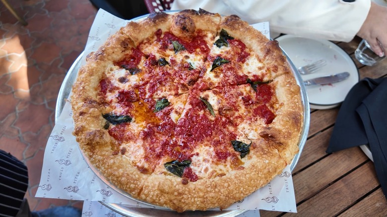 A pizza from Truly Pizza in Dana Point