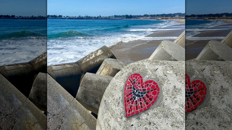 Mosaic heart near Walton Lighthouse in Santa Cruz, California