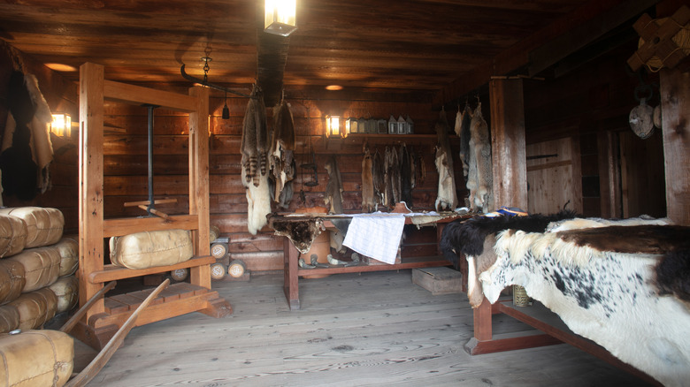 A storage and packing room to prepare shipments for other colonies at Fort Ross Historic State Park in California