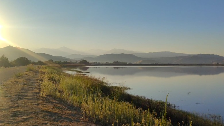 View of Bravo Lake in Woodlake, California