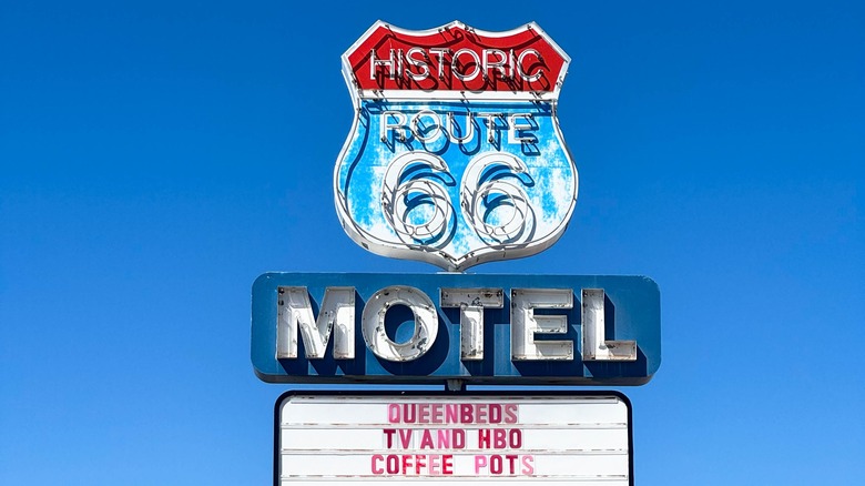 The Historic Route 66 Motel sign in California