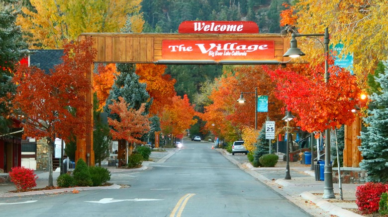 The welcome sign for Big Bear's downtown, The Village