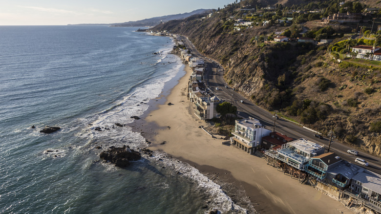 Aerial view of Pacific Coast Highway, Malibu