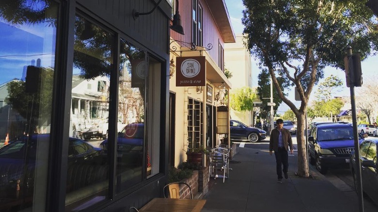 Exterior of Sandrino restaurant in Sausalito