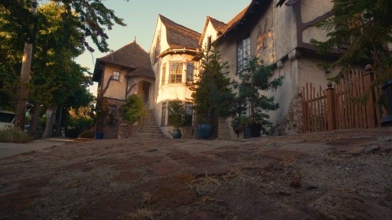 Sun shining on Normandy Village buildings