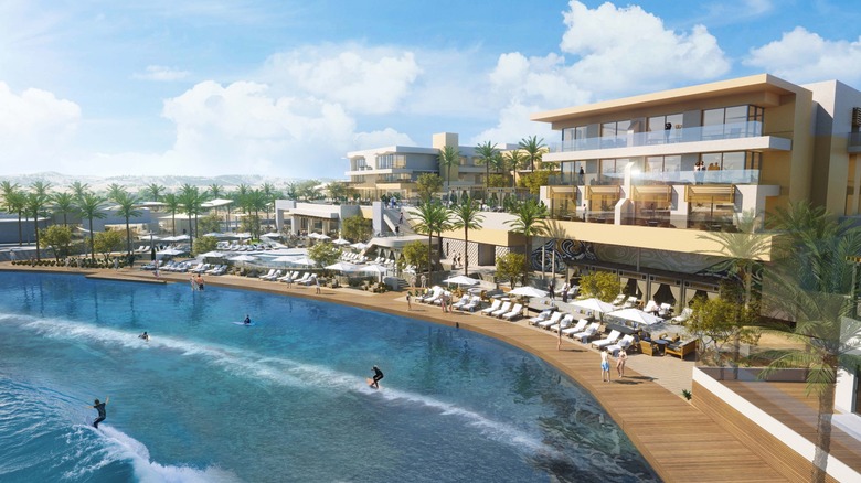 Rendering of the wave pool at DSRT Surf in Palm Desert, California