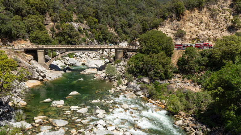 A bridge crosses a river in the South Yuba River State Park near Nevada City