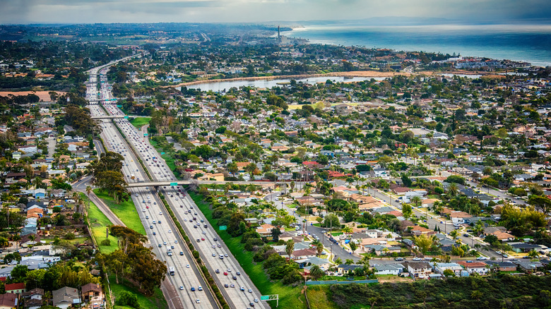 An aerial view of Interstate 5 in California