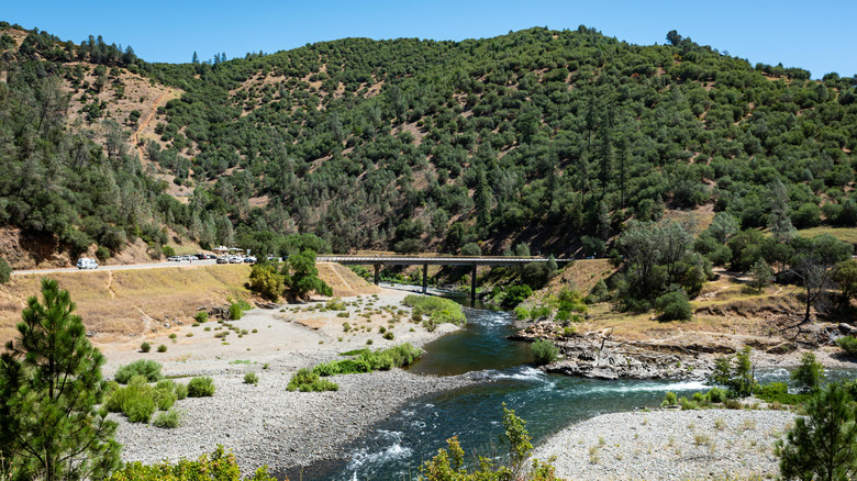 View of the American River along Highway 49, California