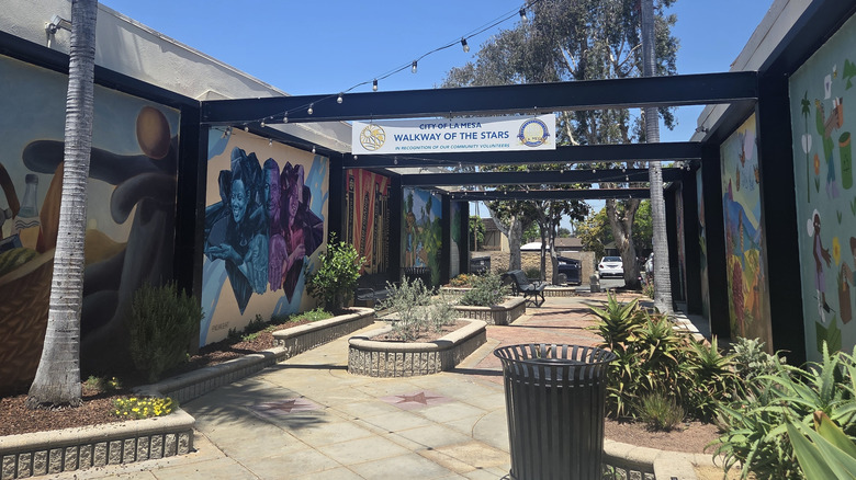 picture of the Walkway of the Stars in La Mesa with murals