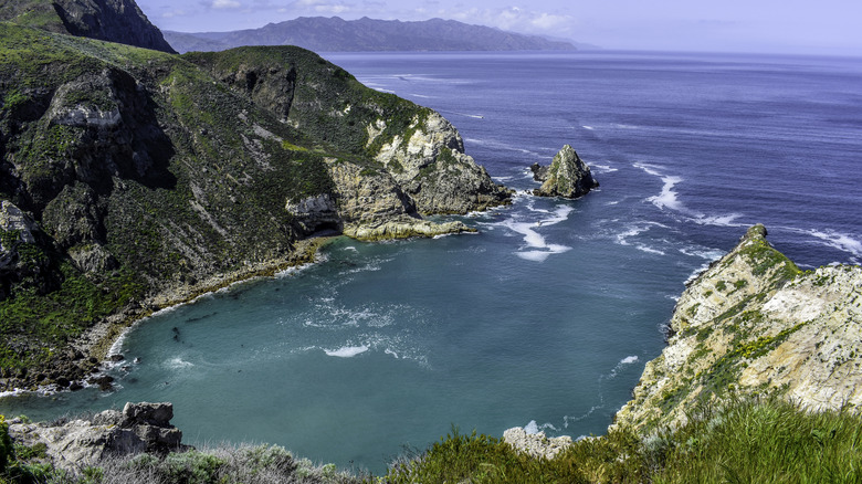 View of ocean and mountains from Potato Harbor Trail on Santa Cruz Island
