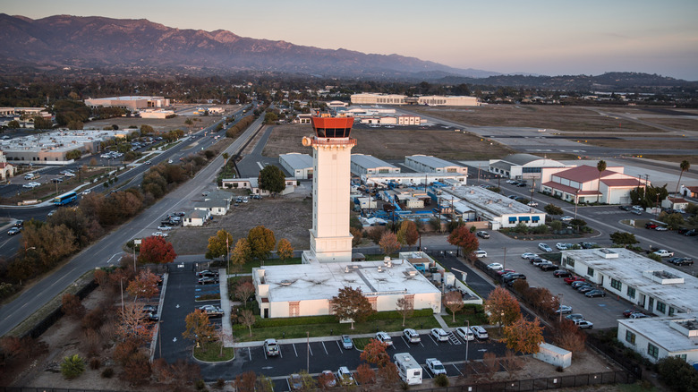 Aerial view of Santa Barbara Municipal Airport in California