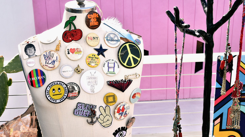 Buttons and necklaces on display at a vintage shop in Palm Springs, California