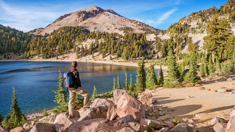 Hiker at Lassen Volcanic National Park