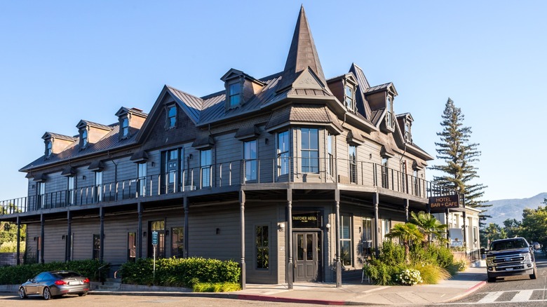 Exterior of Thatcher Hotel in Hopland, California