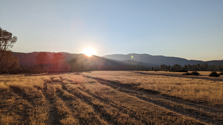 Sunset over a lowland meadow in Mendocino National Forest