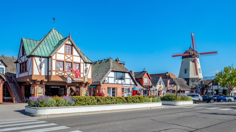 Solvang buildings and windmill in Santa Ynez Valley