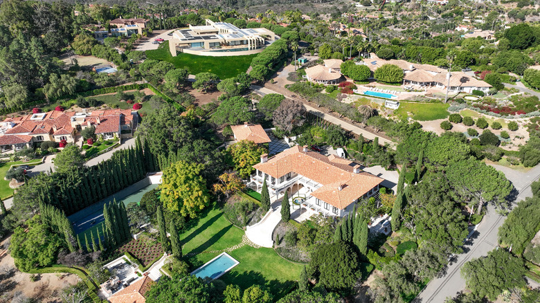 Aerial view of estates in Rancho Santa Fe, San Diego County, California