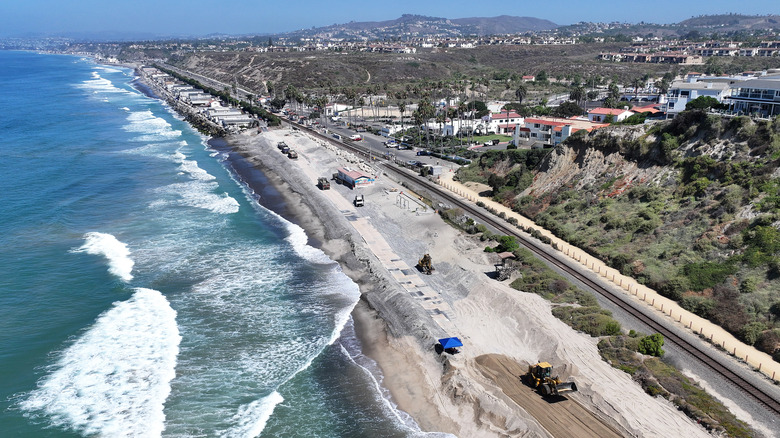 Replenishment project along shoreline of San Clemente