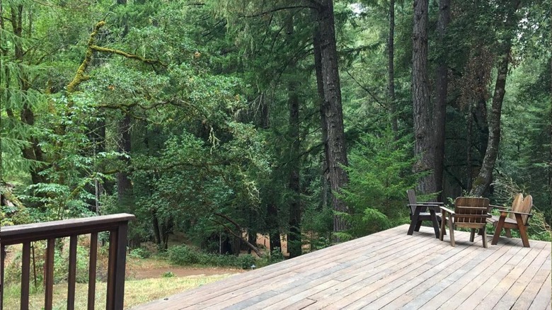 A view of Leonard Lake Resort from a porch