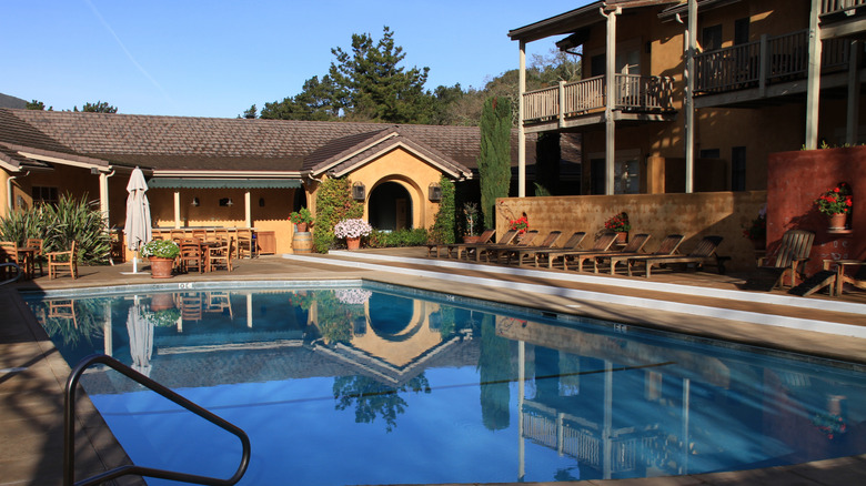 View of the pool at Bernardus Lodge & Spa in Carmel Valley