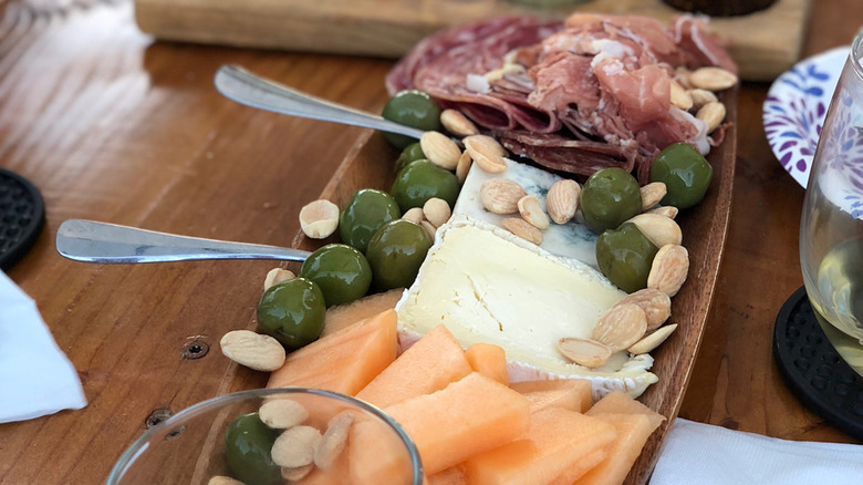 A charcuterie board on a Sacramento River Cruise in California