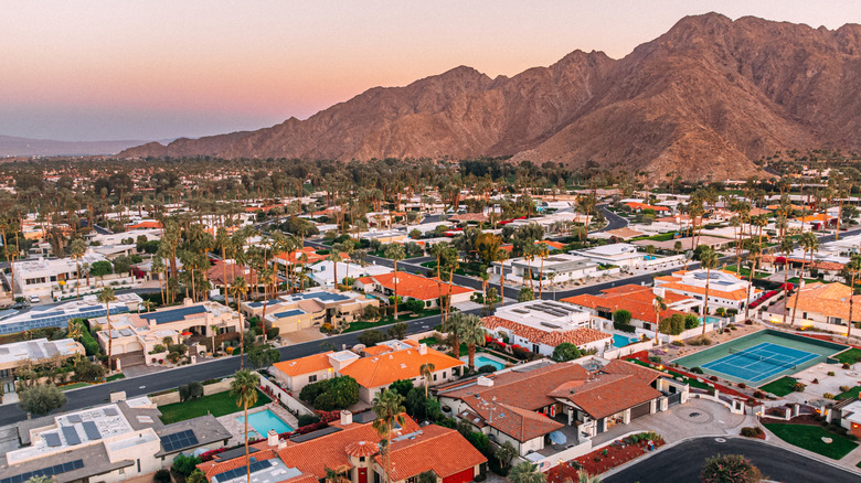 Arial view of large estates and homes in Indian Wells, California