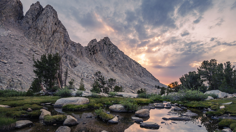 Mountains and a ricky stream in King's Canyon National Park, California