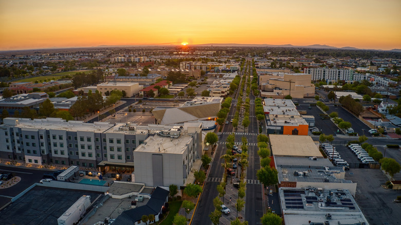 Sunset over downtown Lancaster, California