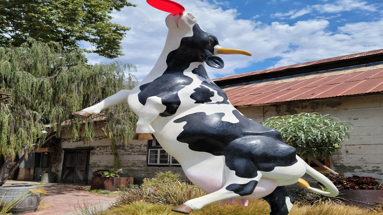 Cow sculpture in Harmony, California