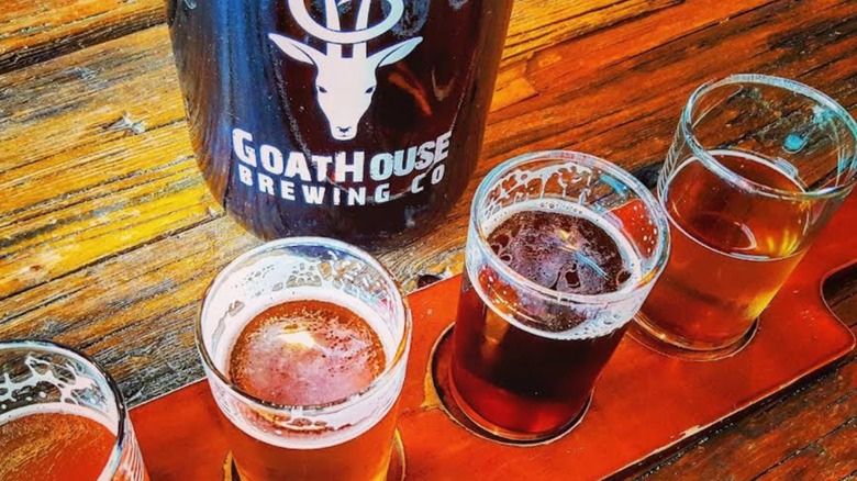 Beer tasting flight from Goathouse Brewing in Lincoln, California