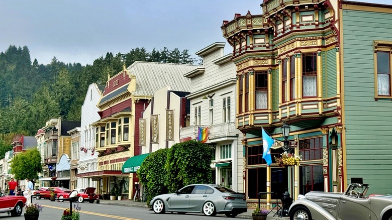 Ferndale, California's Main Street lined with shops