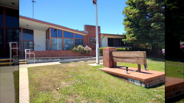 greenery in front of Millbrae Fire Station, California